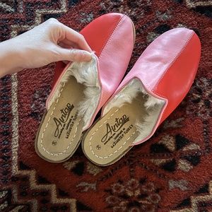 Pink / Red Colorblock Slip on Shoes -- like Sabah Shearling Babas